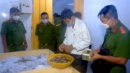 Phát hiện hơn 7 tạ tôm chứa tạp chất trong kho lạnh công ty