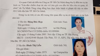 Công an TP Hồ Chí Minh tìm người liên quan đến vụ lừa đảo