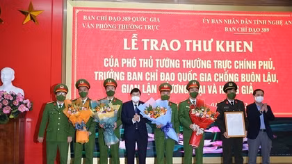 Công an Nghệ An nhận Thư khen của Phó Thủ tướng thường trực Chính phủ