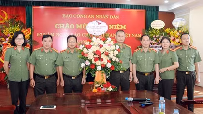 Đảng ủy, lãnh đạo Cục Truyền thông CAND chúc mừng Báo CAND