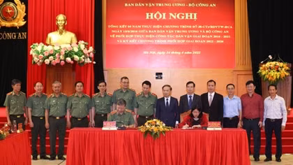 Bộ Công an và Ban Dân vận TW ký kết chương trình phối hợp giai đoạn 2022-2026
