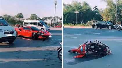 Siêu xe Ferrari đâm tử vong người đi xe máy lúc rạng sáng