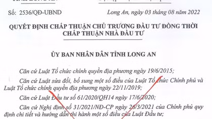 Điều tra vụ giả mạo văn bản UBND tỉnh Long An "chấp thuận chủ trương đầu tư"