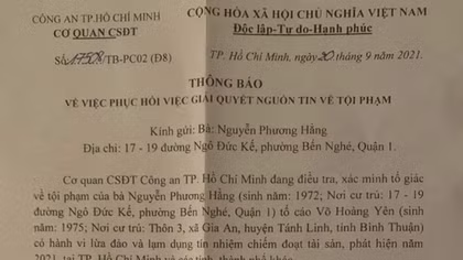 Phục hồi điều tra vụ tố cáo ông Võ Hoàng Yên lừa đảo hàng tỷ đồng
