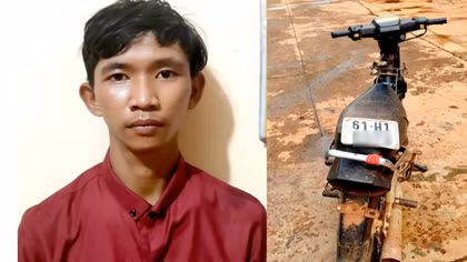 Bắt cá dưới hồ, xe máy bốc hơi