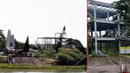 Nhà khung 4 tầng xây dựng trái phép ngay cạnh Khu Di tích “Bến tàu không số K15”