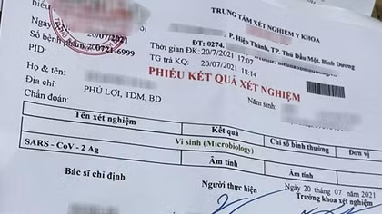 Siết chặt việc quản lý phiếu xét nghiệm COVID-19