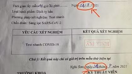 Tài xế sửa phiếu xét nghiệm test nhanh COVID để “tiện” lưu thông