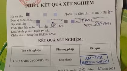 Sửa kết quả xét nghiệm COVID-19 từ âm tính sang dương tính