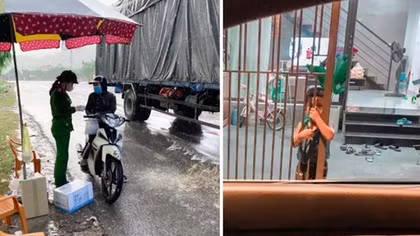 Khoảnh khắc rơi nước mắt khi nữ Đại úy trực chốt qua nhà chỉ được ngắm con từ xa