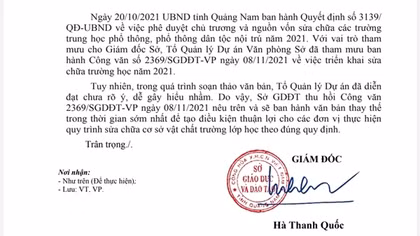 Thu hồi văn bản “giới thiệu” 3 công ty tư vấn sửa chữa 29 trường học