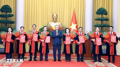 Tổng Bí thư, Chủ tịch nước Tô Lâm trao quyết định bổ nhiệm Thẩm phán Tòa án Nhân dân tối cao
