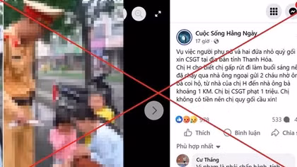 Bác bỏ thông tin người phụ nữ ở Thanh Hóa quỳ gối cầu xin CSGT