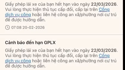 Ứng dụng VNeTraffic sẽ thông báo nhắc thời hạn đổi giấy phép lái xe