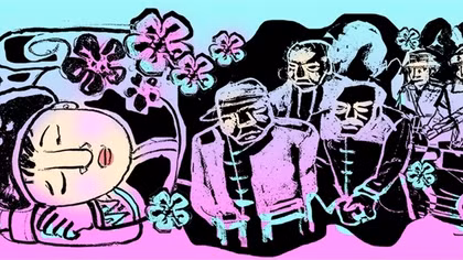 Hoa đào nở trong mưa rơi