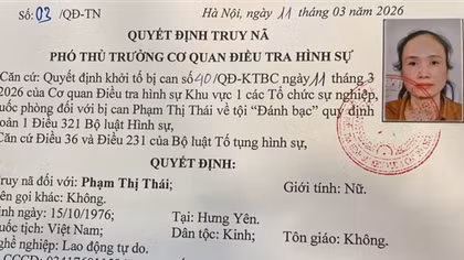 Truy nã bị can Phạm Thị Thái về tội đánh bạc