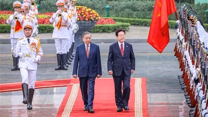 Tổng Bí thư, Chủ tịch nước Tô Lâm chủ trì lễ đón Tổng thống Hàn Quốc Lee Jae Myung
