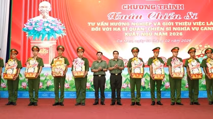 Công an Cà Mau bồi dưỡng cho chiến sĩ nghĩa vụ trước khi xuất ngũ