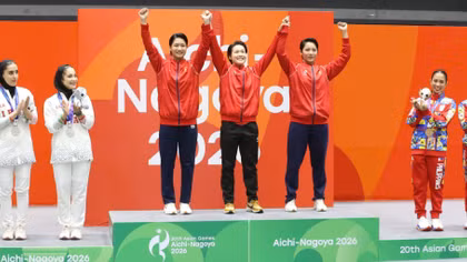 Màn trình diễn của đội kata nữ Việt Nam tại ASIAD 20. (Ảnh: Tam Ninh)