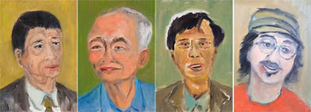 Giáo sư Hoàng Ngọc Hiến, nhà văn Nguyên Ngọc, nhà văn Nguyễn Khải, nhà thơ Lương Tử Đức.