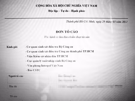 Đơn tố cáo của chị em chị P.L..