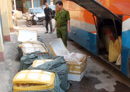 Số lượng thịt thối bị Cảnh sát Môi trường, Công an Quảng Bình thu giữ.