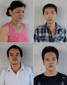 Bị can Song và đồng bọn: Đen, Tâm, Tuấn.