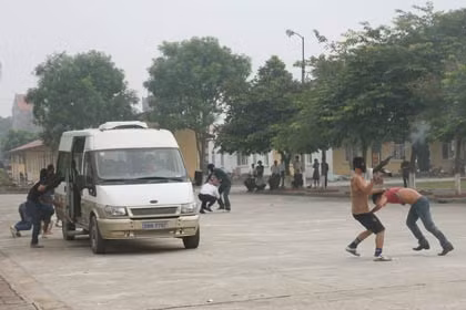 Lực lượng Cảnh sát Cơ động diễn tập phương án đảm bảo an ninh chính trị, trật tự xã hội, xử lý cháy nổ, cứu hộ, cứu nạn.