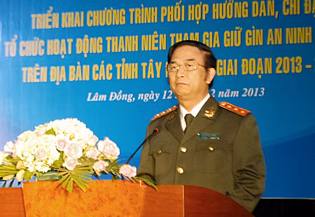 Thượng tướng Đặng Văn Hiếu, Ủy viên Trung ương Đảng, Thứ trưởng thường trực Bộ Công an phát biểu tại lễ ký.