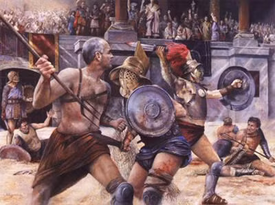 Tranh minh họa một trận đấu của đấu sĩ La Mã. Ảnh: military-art.com.