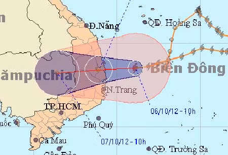 Hướng đi của cơn bão số 7.