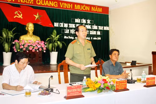 Đại tướng Trần Đại Quang phát biểu tại buổi làm việc với Ban Thường vụ Tỉnh ủy và các cơ quan nội chính tỉnh Khánh Hòa.