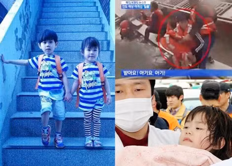 Anh em Kwon Hyuk-kyu và Kwon Ji-yeon (bên trái) và Ji-yeon được cứu sống (bên phải).