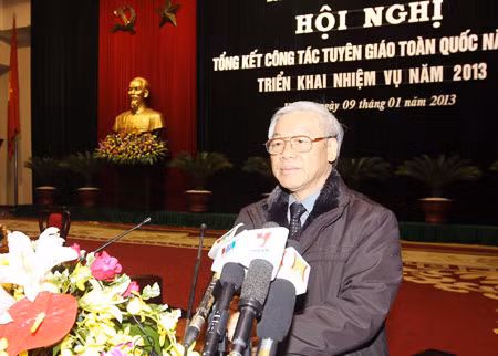 Tổng Bí thư Nguyễn Phú Trọng phát biểu tại Hội nghị. Ảnh : TTXVN.