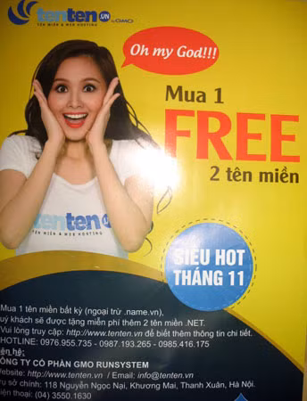 TENTEN đang áp dụng chương trình khuyến mại, khi mua tên miền “.vn”, khách hàng sẽ được giảm giá 20%, tặng thêm 2 tên miền “.net” và gói hosting 1200 MB trong 6 tháng.