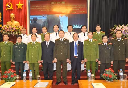 Đồng chí Trần Đại Quang, Ủy viên Bộ Chính trị, Bí thư Đảng ủy Công an Trung ương, Bộ trưởng Bộ Công an và các đại biểu dự Hội nghị. Ảnh: Anh Hiếu