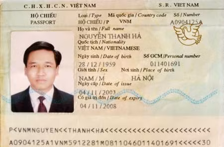 Hộ chiếu của Nguyễn Thanh Hà.