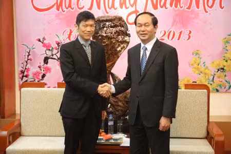 Đại tướng Trần Đại Quang, Bộ trưởng Bộ Công an Việt Nam; ngài Chee Khern, Giám đốc Cơ quan An ninh Singapore tại buổi tiếp. Ảnh Việt Hưng.