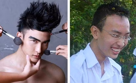 Mỹ nam Chan Than San và Chan Than San khi còn là một Trần Thanh Sơn vô danh.