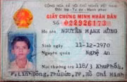 Chứng minh thư của nạn nhân Nguyễn Mạnh Hùng (đã bị sát hại).