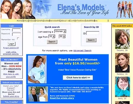 Trang web nơi Barry Pring gặp được Ziuzina.