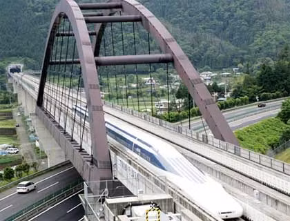 Tàu Maglev của Nhật hiện là tàu có vận tốc lớn nhất thế giới. Tốc độ tối đa của nó là 580 km mỗi giờ. Ảnh: Reuters.