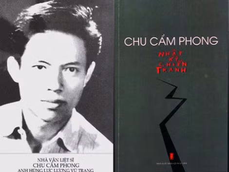 Nhà văn liệt sĩ Chu Cẩm Phong và bìa cuốn “Nhật ký chiến tranh” của ông.