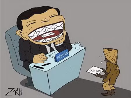 "Nụ cười phong bì" - tác phẩm của họa sĩ Vũ Thanh Hiền đã đoạt giải Nhất giải Biếm họa báo chí Việt Nam - Cúp Rồng tre lần thứ IV do Báo Thể thao & Văn hóa tổ chức ngày 6/4/2014.