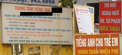 Nhiều trung tâm ngoại ngữ hoạt động trên địa bàn thành phố.