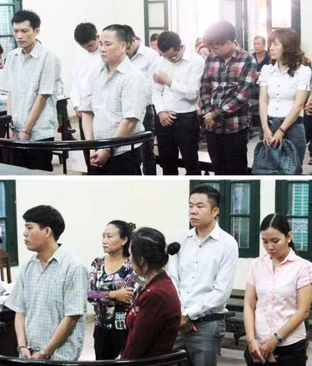 Một số nhân viên, cán bộ ngân hàng trong hai vụ án được xét xử tại Hà Nội ngày 14 và 15/8. Ảnh: Nguyễn Hưng.