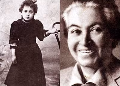 Nữ thi sĩ Gabriela Mistral hồi nhỏ và sau khi được giải Nobel văn học.