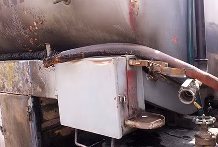 Ống dẫn khí của xe bồn có thể là nguyên nhân gây ra cháy.