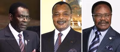 Từ trái qua: các Tổng thống Teodoro Obiang Nguema Mbasogo, Omar Bongo Ondimba và Denis Sassou-Nguesso.