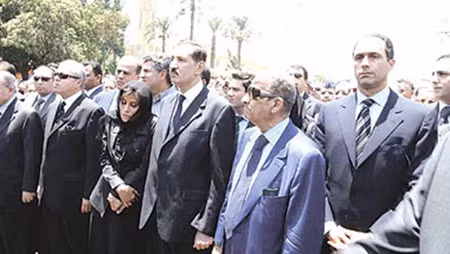 Chính khách Ai Cập trong tang lễ Marwan (từ phải qua: Gamal Mubarak, Sa'ed Zada…).